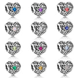 S925 Sterling Silver Heart Beads for DIY Bracelets Women's Jewelry