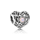 S925 Sterling Silver Heart Beads for DIY Bracelets Women's Jewelry