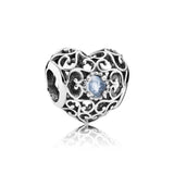 S925 Sterling Silver Heart Beads for DIY Bracelets Women's Jewelry