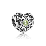 S925 Sterling Silver Heart Beads for DIY Bracelets Women's Jewelry