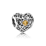 S925 Sterling Silver Heart Beads for DIY Bracelets Women's Jewelry