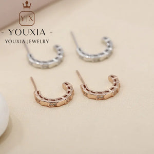 Personalized Silver Snake Logo Earrings Couple Gift