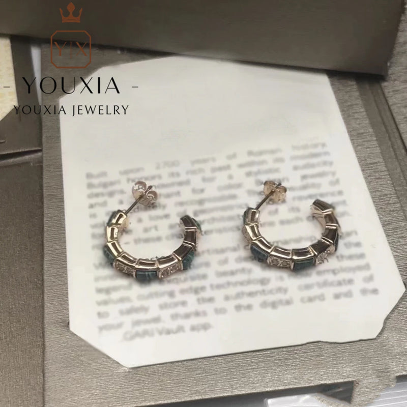 Personalized Silver Snake Logo Earrings Couple Gift