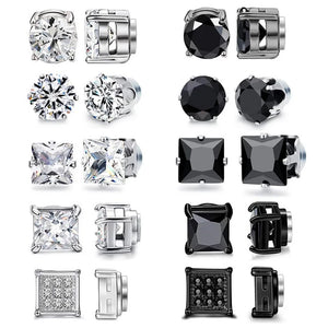 Crystal Magnetic Ear Stud Clip Earrings for Men Women Non Piercing