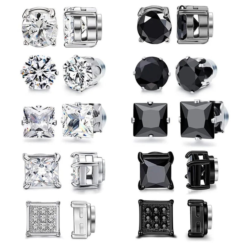 Crystal Magnetic Ear Stud Clip Earrings for Men Women Non Piercing