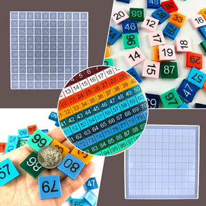 1-100 Number Puzzle Epoxy Resin Mold DIY Educational Toy