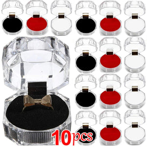 Acrylic Crystal Ring Boxes Clear Display Storage Case Wedding Jewelry Packaging