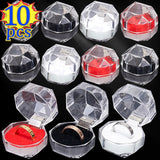 Clear Crystal Ring Boxes Storage Display Box Organizer Wedding Jewelry Packaging