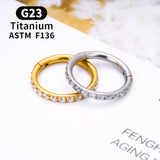 10PCS G23 Titanium Nose Rings Round Earrings Hoops 14G CZ Hinged Segment