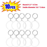 10pcs Photo Frame Keychain Tassels Snap-In Acrylic Blank Keyring