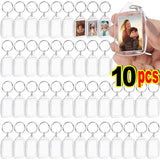 10pcs Photo Frame Keychain Tassels Snap-In Acrylic Blank Keyring
