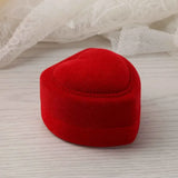 Velvet Red Heart Shape Ring Boxes Jewelry Earrings Display Holder