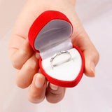Velvet Red Heart Shape Ring Boxes Jewelry Earrings Display Holder