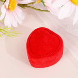 Velvet Red Heart Shape Ring Boxes Jewelry Earrings Display Holder