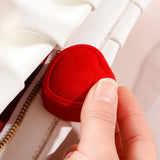 Velvet Red Heart Shape Ring Boxes Jewelry Earrings Display Holder