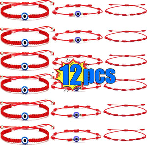 Hand Braided Red Thread Bracelet Evil Eyes Lucky Wish Adjustable Couple Bangles