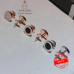 Classic Original Logo Jewelry Silver Round Earrings