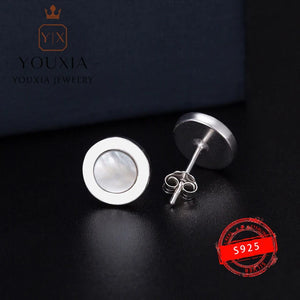 Classic Original Logo Jewelry Silver Round Earrings