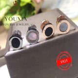 Classic Original Logo Jewelry Silver Round Earrings