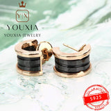 Silver Round Earrings with Original Logo Jewelry