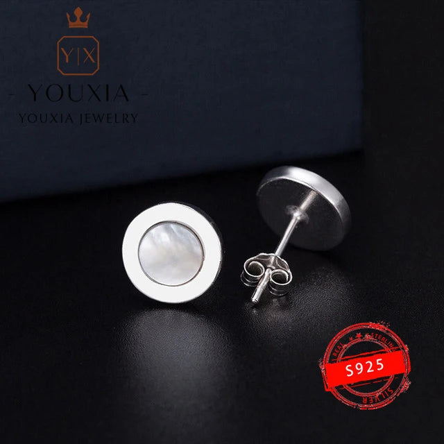 Classic Original Logo Jewelry Silver Round Earrings