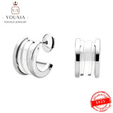 Silver Round Earrings with Original Logo Jewelry