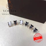 Silver Round Earrings with Original Logo Jewelry