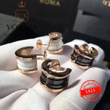 Silver Round Earrings with Original Logo Jewelry