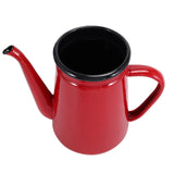 1.1L Enamel Coffee Pot Milk Water Jug Pitcher Barista Teapot - Red