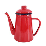 1.1L Enamel Coffee Pot Milk Water Jug Pitcher Barista Teapot - Red