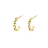 Zirconium C-Shape Jewelry 925 Sterling Silver 18k Earrings