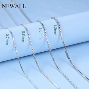 1.2/1.5mm Stainless Steel Silver Plated Box Chain Necklace 47CM+4cm