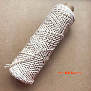 Durable Beige Cotton Rope Twisted Cord Craft Macrame String DIY Home Textile