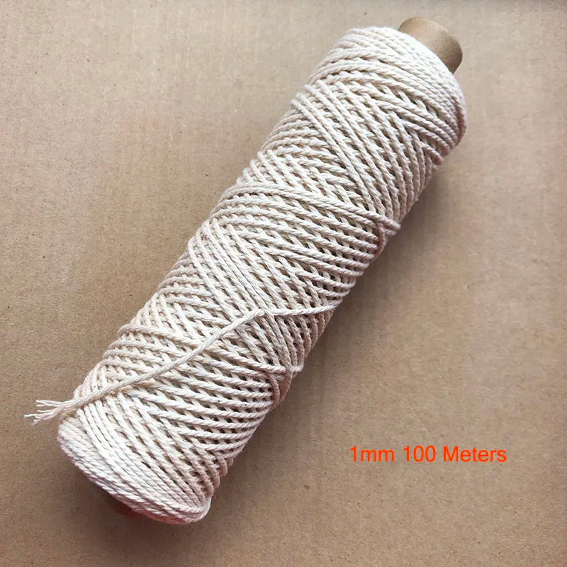 Durable Beige Cotton Rope Twisted Cord Craft Macrame String DIY Home Textile