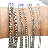 1/2/3/5mm Box Chain 316L Silver Stainless Steel Pendant Chain