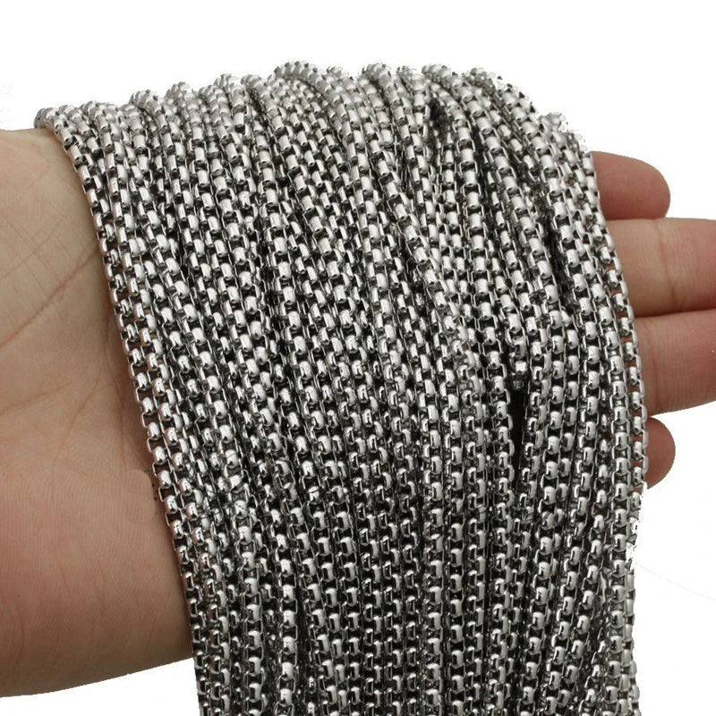 1/2/3/5mm Box Chain 316L Silver Stainless Steel Pendant Chain