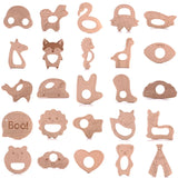 Baby Teether Wooden Food Animals Natural Beech Wood Teething for Baby Rodent