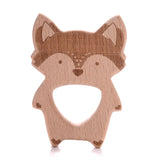 Baby Teether Wooden Food Animals Natural Beech Wood Teething for Baby Rodent