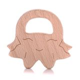 Baby Teether Wooden Food Animals Natural Beech Wood Teething for Baby Rodent