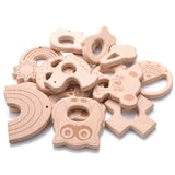 Wooden Elephant Airplane Teether Baby Teething Pendant DIY Soother Chew Toy