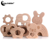 Wooden Elephant Airplane Teether Baby Teething Pendant DIY Soother Chew Toy