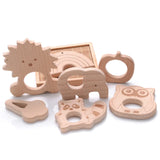 Wooden Elephant Airplane Teether Baby Teething Pendant DIY Soother Chew Toy