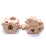 Wooden Elephant Airplane Teether Baby Teething Pendant DIY Soother Chew Toy