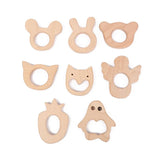 Baby Animal Beech Teething Wooden Beads for Jewelry Making Teether Rattle DIY