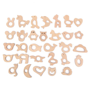 Baby Animal Beech Teething Wooden Beads for Jewelry Making Teether Rattle DIY