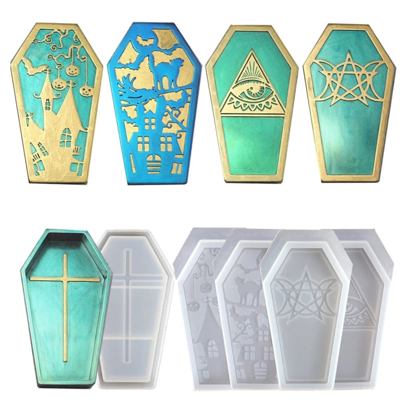 Halloween Coffin Storage Box Mold with Lid for DIY Epoxy Resin Jewelry