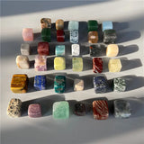 Natural Agates Cube Stone Rock Beads Square Bloodstone Gravel Crystal Healing