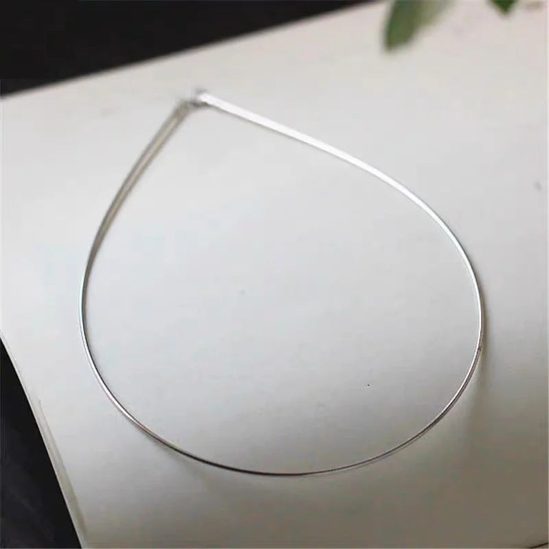 2mm Silver Clavicle Necklace S925 Soft Collar Chain Choker