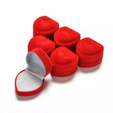 Red Velvet Heart Ring Box Jewelry Display Case Holder