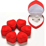 Red Velvet Heart Ring Box Jewelry Display Case Holder